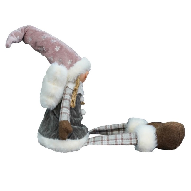 Bambolina Natalizia in Tessuto con Gambe Morbide H.64 cm