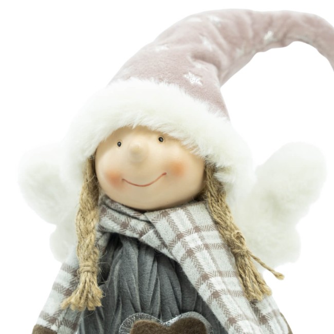 Bambolina Natalizia con Cappello Rosa e Sciarpa H.36 cm