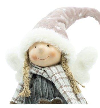Bambolina Natalizia con Cappello Rosa e Sciarpa H.36 cm Bambolina Natalizia con Cappello Rosa e Sciarpa H.36 cm