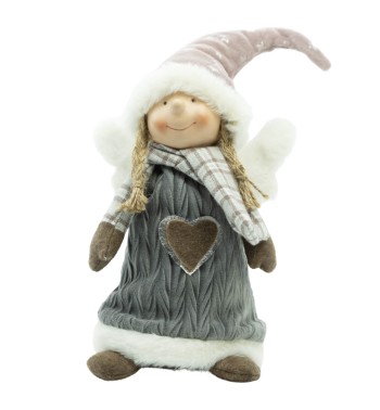 Bambolina Natalizia con Cappello Rosa e Sciarpa H.36 cm Bambolina Natalizia con Cappello Rosa e Sciarpa H.36 cm