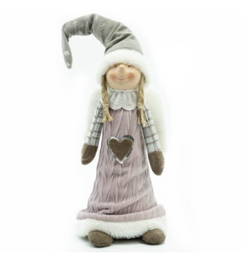 Bambolina Natalizia con Cappello Grigio H.44 cm Bambolina Natalizia con Cappello Grigio H.44 cm