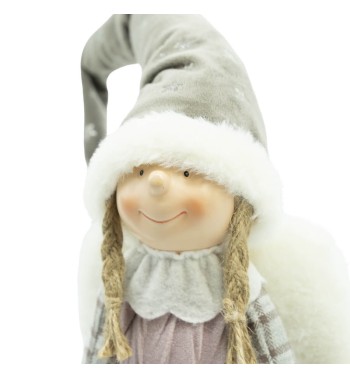 Bambolina Natalizia con Cappello Grigio H.44 cm Bambolina Natalizia con Cappello Grigio H.44 cm