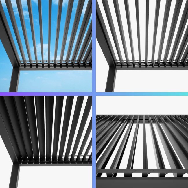 Pergola Bioclimatica Autoportante Motorizzata, 3x4 m in Alluminio con Led - Casablanca