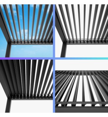 Pergola Bioclimatica Autoportante Motorizzata, 3x4 m in Alluminio con Led - Casablanca