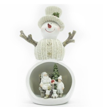 Pupazzo di Neve Decorativo in Poliresina con Scena Natalizia