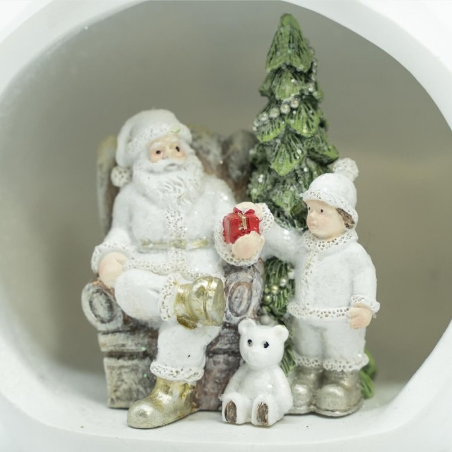 Pupazzo di Neve Decorativo in Poliresina con Scena Natalizia