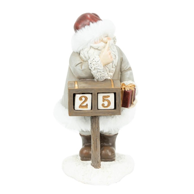 Babbo Natale con Calendario in Poliresina H.22,5 cm