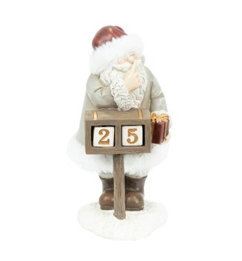 Babbo Natale con Calendario in Poliresina H.22,5 cm