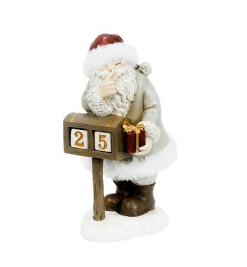Babbo Natale con Calendario in Poliresina H.22,5 cm