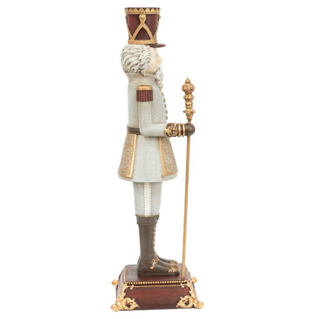 Schiaccianoci Natalizio in Poliresina Grigio e Bordeaux H.31,5 cm