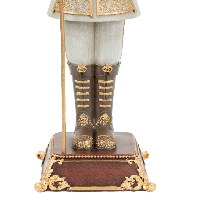 Schiaccianoci Natalizio in Poliresina Grigio e Bordeaux H.31,5 cm