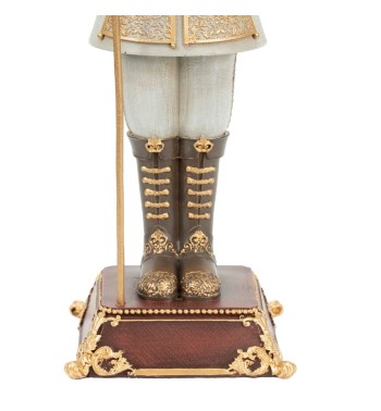 Schiaccianoci Natalizio in Poliresina Grigio e Bordeaux H.31,5 cm