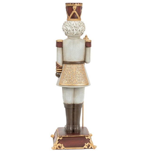 Schiaccianoci Natalizio in Poliresina Grigio e Bordeaux H.31,5 cm