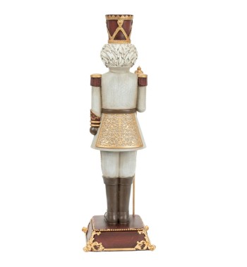 Schiaccianoci Natalizio in Poliresina Grigio e Bordeaux H.31,5 cm