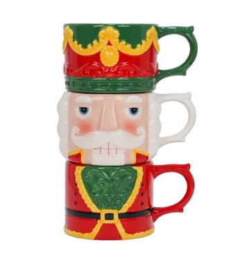 Set 3 Tazze Schiaccianoci di Natale in Ceramica H.8,7 cm