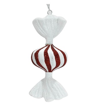 Caramella Natalizia da Appendere Bianca e Rossa H.16,5 cm