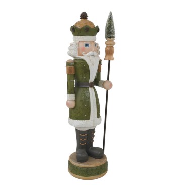 Schiaccianoci Natalizio Verde in Resina con Led – H. 92,5 cm