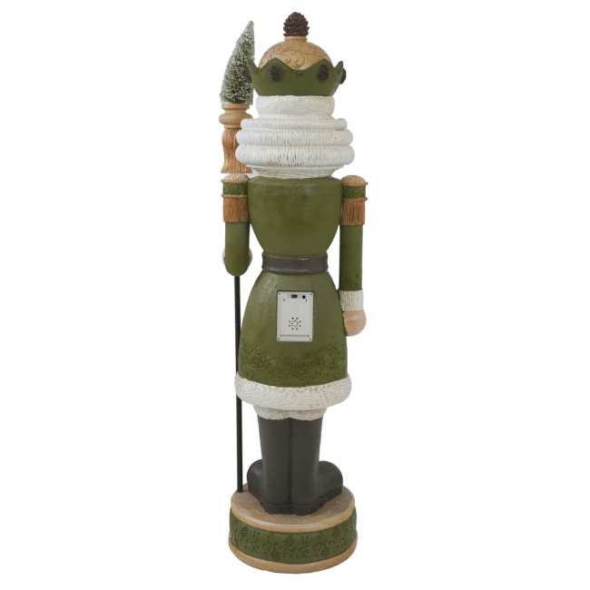 Schiaccianoci Natalizio Verde in Resina con Led – H. 92,5 cm