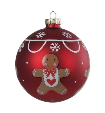 Palla Natalizia in Vetro con Omino Pan di Zenzero – 3 Misure