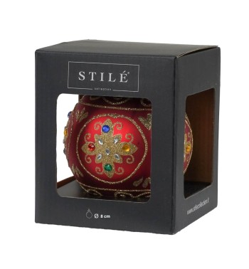 Palla di Natale in Vetro Decorata con Motivo Gioiello – 3 Misure