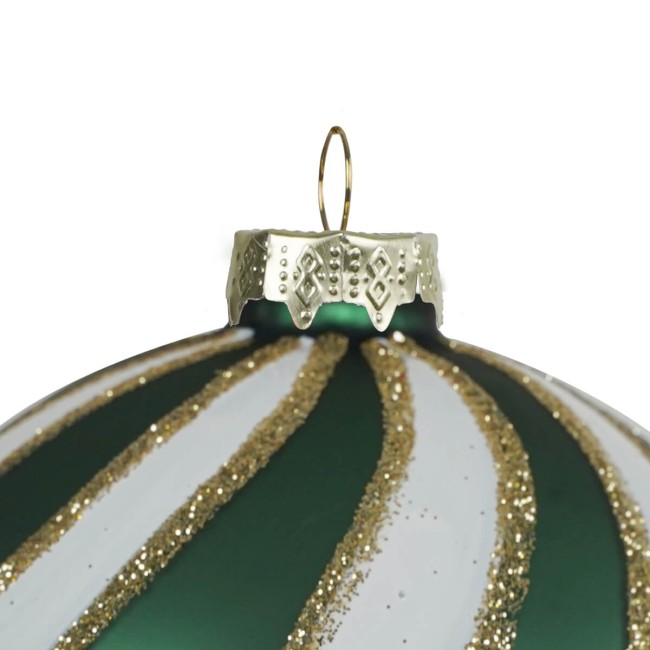 Pallina di Natale Verde in Vetro Decorata 2 Misure