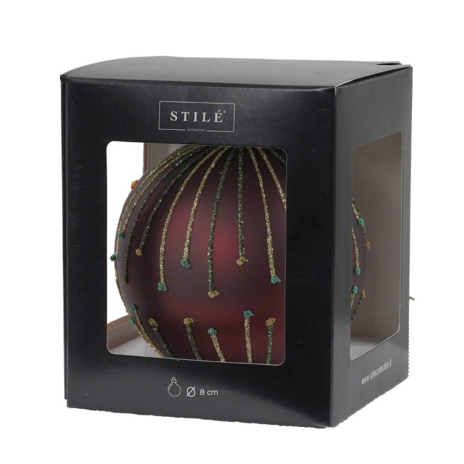 Pallina di Natale in Vetro Bordeaux 2 Misure