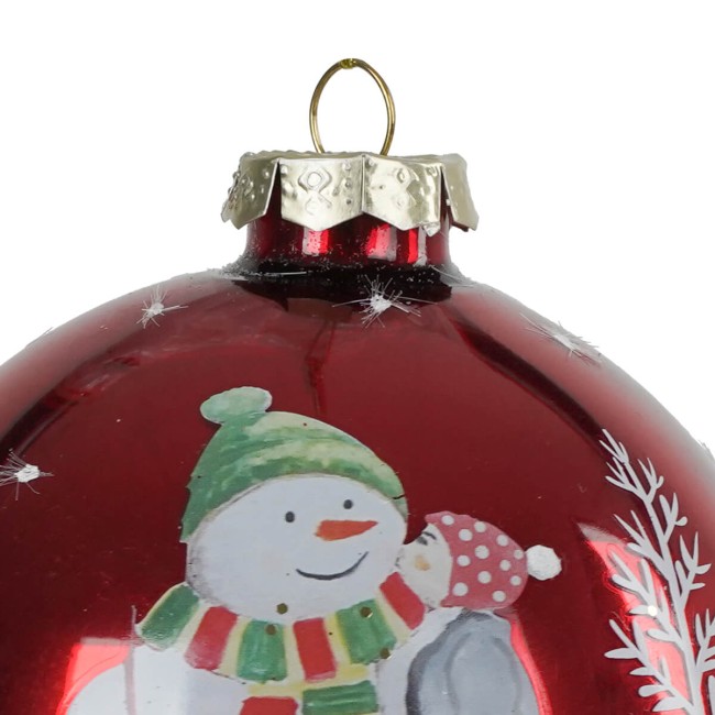 Pallina di Natale in Vetro con Pupazzo di Neve 2 Misure