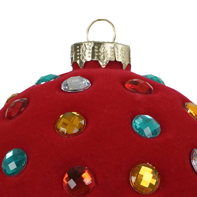 Pallina di Natale in Vetro con Rivestimento in Velluto Rosso 2 Misure