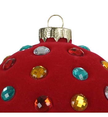 Pallina di Natale in Vetro con Rivestimento in Velluto Rosso 2 Misure