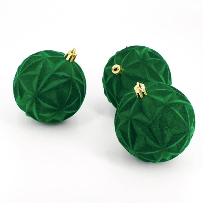 Palle di Natale in Plastica e Velluto D.8 cm Conf. da 6 Pz