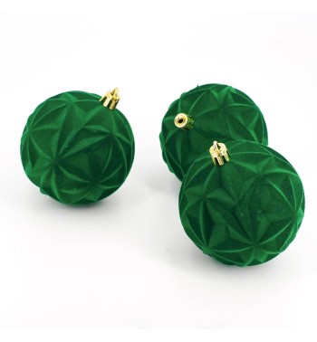 Palle di Natale in Plastica e Velluto D.8 cm Conf. da 6 Pz