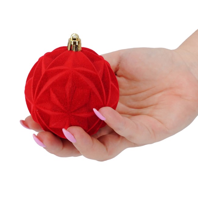 Palle di Natale in Plastica e Velluto D.8 cm Conf. da 6 Pz