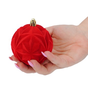 Palle di Natale in Plastica e Velluto D.8 cm Conf. da 6 Pz