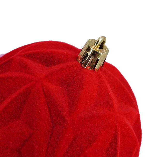 Palle di Natale in Plastica e Velluto D.8 cm Conf. da 6 Pz