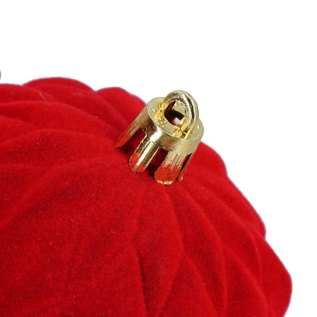 Palle di Natale in Plastica e Velluto D.8 cm Conf. da 6 Pz