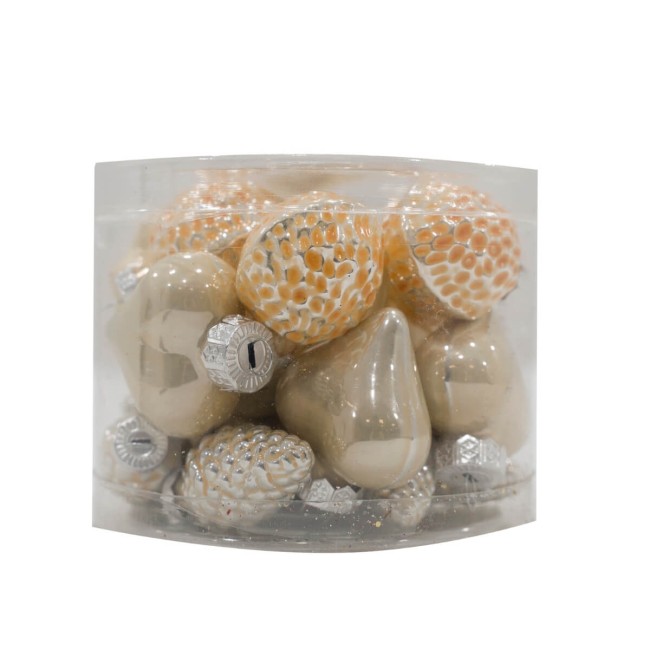 Decori Natalizi in Vetro Crema Perlato Conf. da 20 Pz