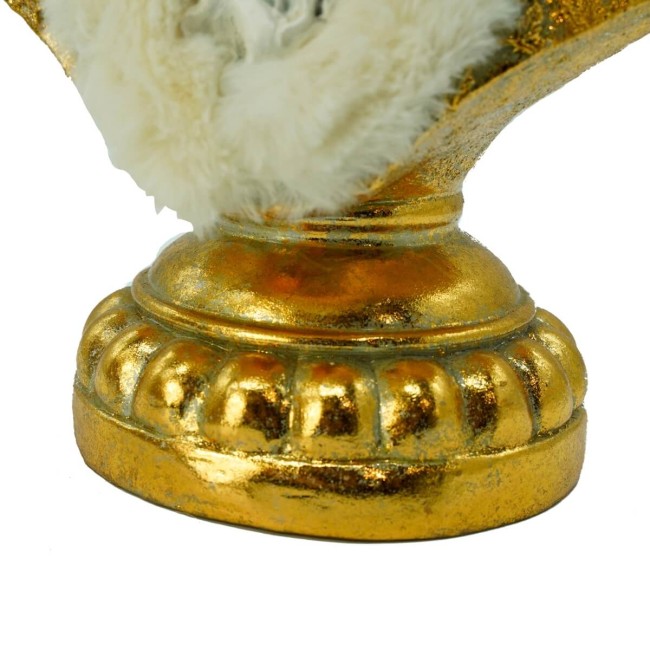 Busto di Babbo Natale in Resina Bianco e Oro H. 32 cm