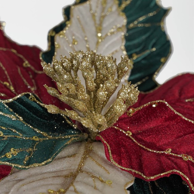 Fiore Poinsettia Natalizia in Velluto 60 cm