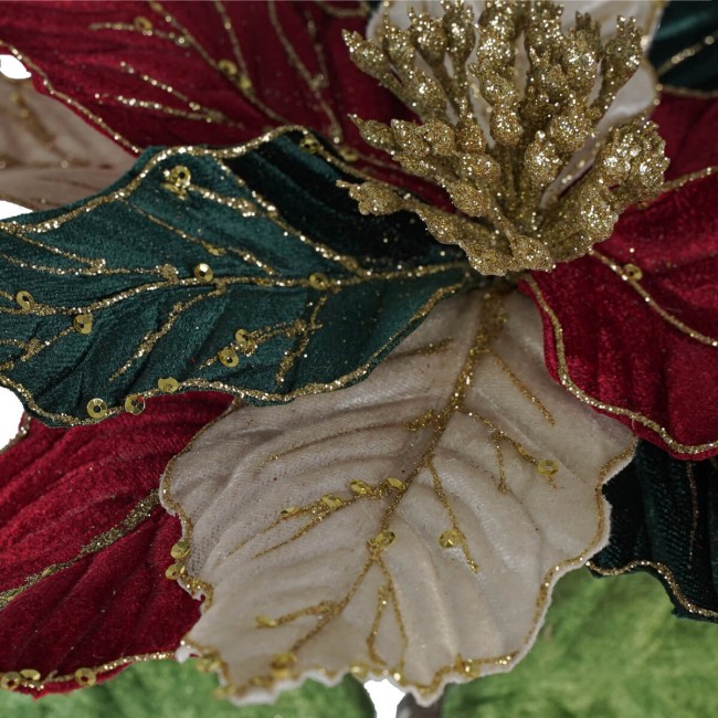 Fiore Poinsettia Natalizia in Velluto 60 cm