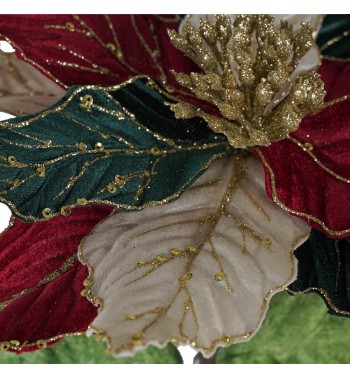 Fiore Poinsettia Natalizia in Velluto 60 cm