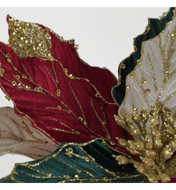 Fiore Poinsettia Natalizia in Velluto 60 cm