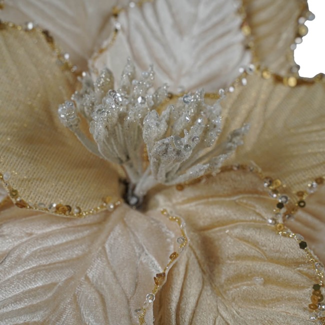 Poinsettia Natalizia in Velluto con Glitter Oro