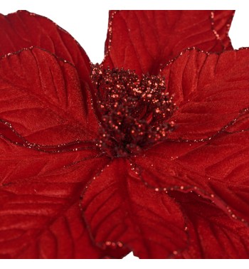 Poinsettia Natalizia in Velluto Rosso 60 cm
