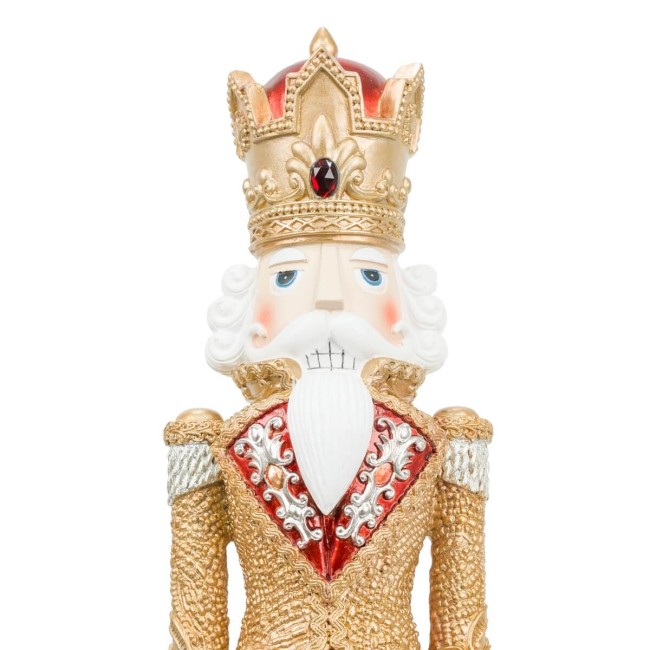 Schiaccianoci Natalizio Oro e Bordeaux con Corona H.46 cm