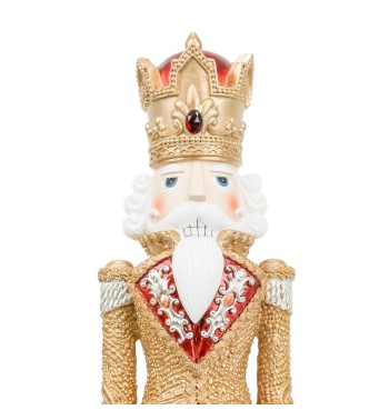 Schiaccianoci Natalizio Oro e Bordeaux con Corona H.46 cm