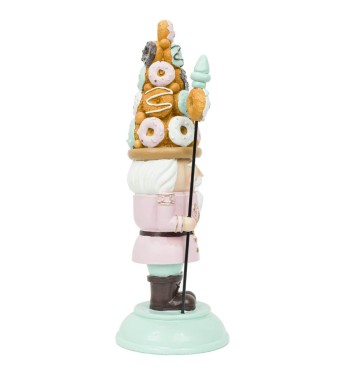 Schiaccianoci Natalizio con Cappello di Ciambelle H.33,5 cm