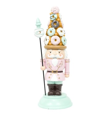 Schiaccianoci Natalizio con Cappello di Ciambelle H.33,5 cm