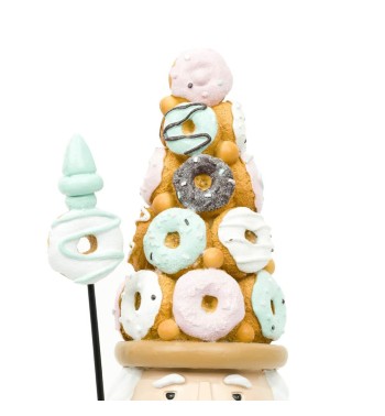 Schiaccianoci Natalizio con Cappello di Ciambelle H.33,5 cm