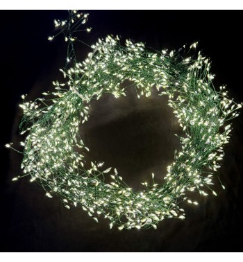 Catena Luminosa Cluster con 1500 Led Bianco Caldo Cavo Verde