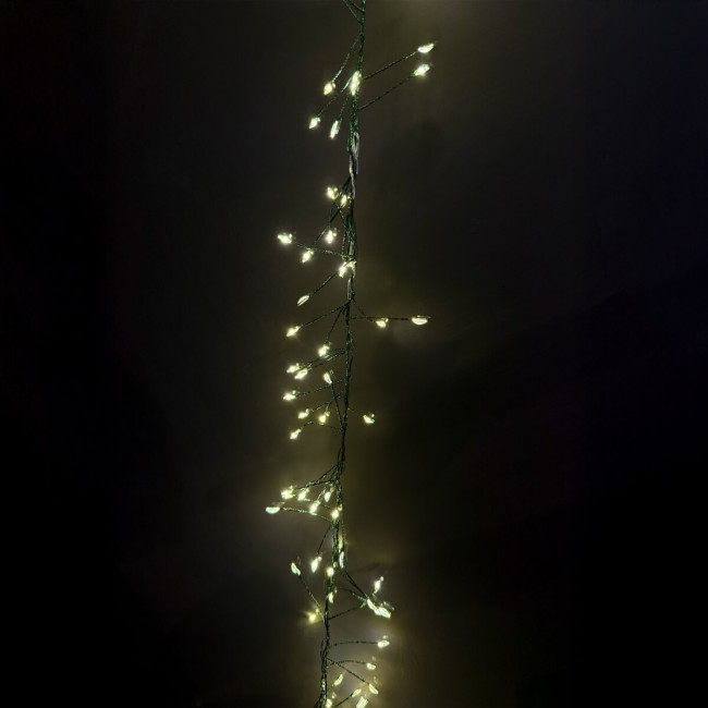 Catena Luminosa Cluster con 1500 Led Bianco Caldo Cavo Verde